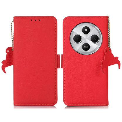 TJ For Xiaomi Redmi 14C 4G Case RFID Blocking Genuine Cow Leather Phone Cover
