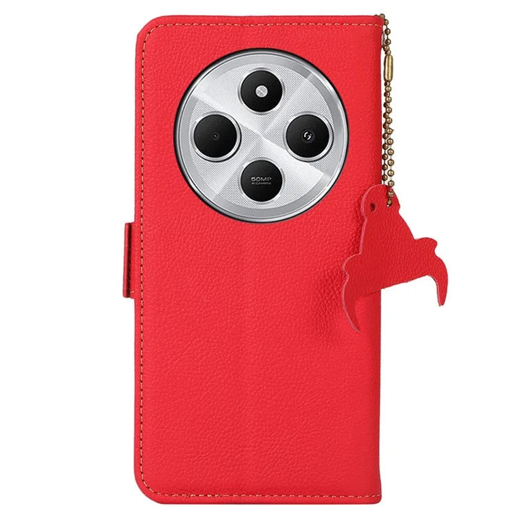 TJ For Xiaomi Redmi 14C 4G Case RFID Blocking Genuine Cow Leather Phone Cover