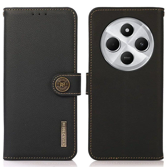 KHAZNEH For Xiaomi Redmi 14C 4G Case Genuine Cow Leather Wallet Phone Cover