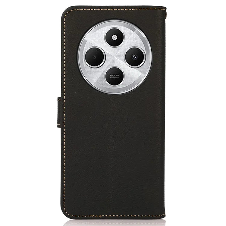 KHAZNEH For Xiaomi Redmi 14C 4G Case Genuine Cow Leather Wallet Phone Cover