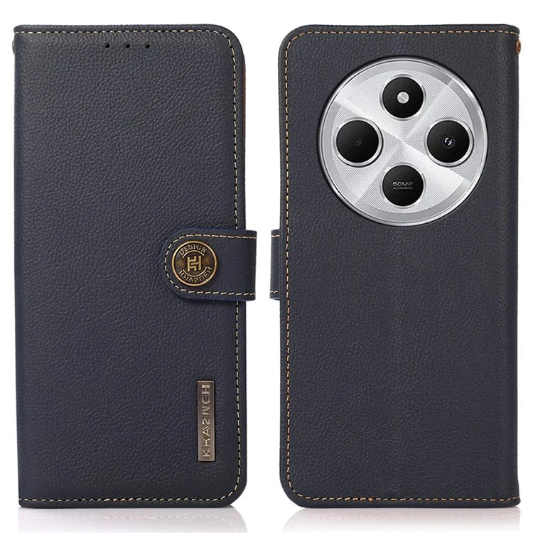 KHAZNEH For Xiaomi Redmi 14C 4G Case Genuine Cow Leather Wallet Phone Cover
