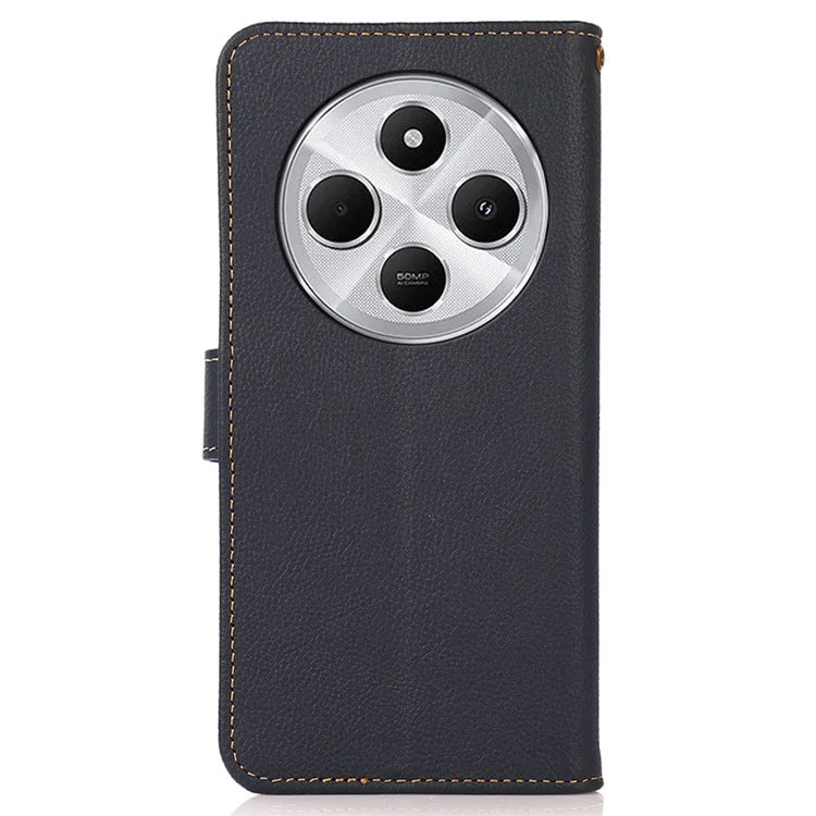 KHAZNEH For Xiaomi Redmi 14C 4G Case Genuine Cow Leather Wallet Phone Cover