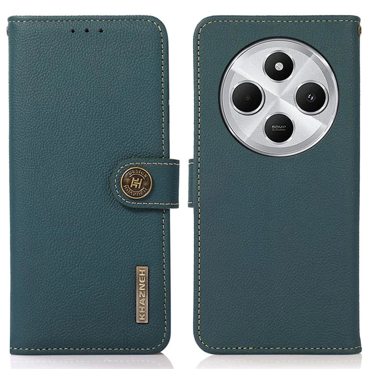 KHAZNEH For Xiaomi Redmi 14C 4G Case Genuine Cow Leather Wallet Phone Cover