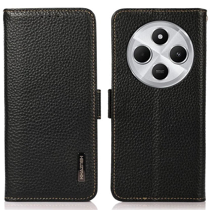 KHAZNEH For Xiaomi Redmi 14C 4G Phone Case Genuine Cow Leather Cover RFID Blocking