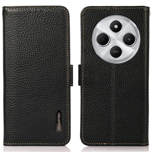 KHAZNEH For Xiaomi Redmi 14C 4G Phone Case Genuine Cow Leather Cover RFID Blocking