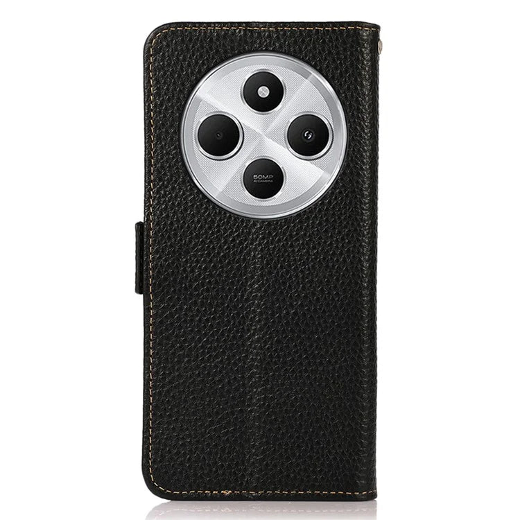 KHAZNEH For Xiaomi Redmi 14C 4G Phone Case Genuine Cow Leather Cover RFID Blocking