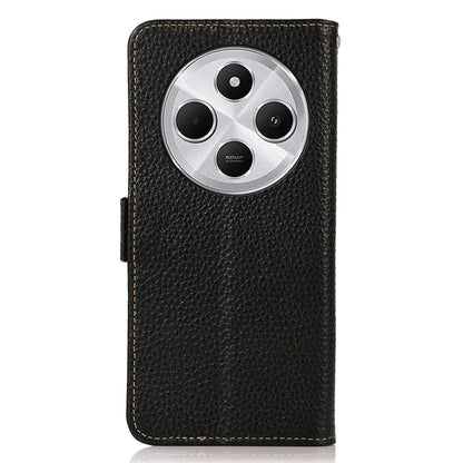 KHAZNEH For Xiaomi Redmi 14C 4G Phone Case Genuine Cow Leather Cover RFID Blocking