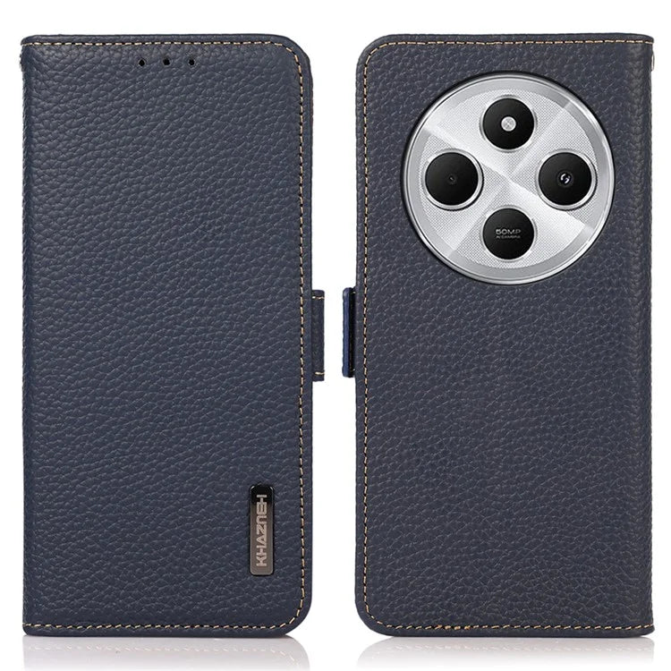 KHAZNEH For Xiaomi Redmi 14C 4G Phone Case Genuine Cow Leather Cover RFID Blocking