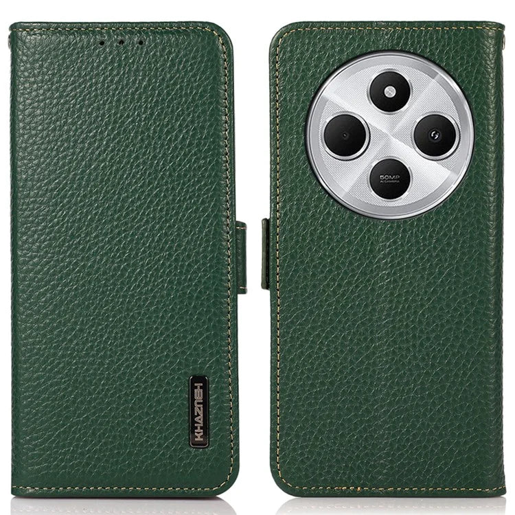 KHAZNEH For Xiaomi Redmi 14C 4G Phone Case Genuine Cow Leather Cover RFID Blocking