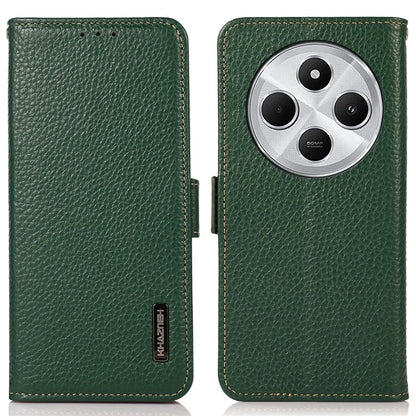 KHAZNEH For Xiaomi Redmi 14C 4G Phone Case Genuine Cow Leather Cover RFID Blocking