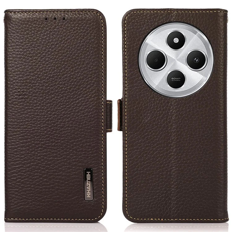 KHAZNEH For Xiaomi Redmi 14C 4G Phone Case Genuine Cow Leather Cover RFID Blocking