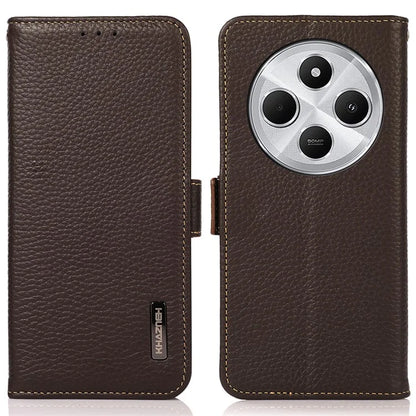 KHAZNEH For Xiaomi Redmi 14C 4G Phone Case Genuine Cow Leather Cover RFID Blocking