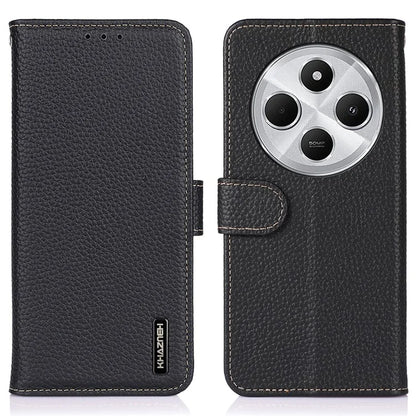 KHAZNEH For Xiaomi Redmi 14C 4G Phone Case Genuine Cow Leather Flip Cover