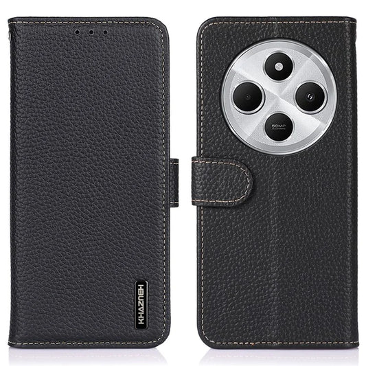 KHAZNEH For Xiaomi Redmi 14C 4G Phone Case Genuine Cow Leather Flip Cover