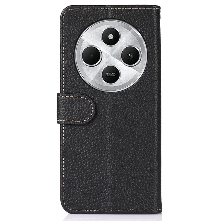 KHAZNEH For Xiaomi Redmi 14C 4G Phone Case Genuine Cow Leather Flip Cover
