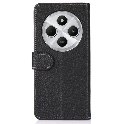 KHAZNEH For Xiaomi Redmi 14C 4G Phone Case Genuine Cow Leather Flip Cover