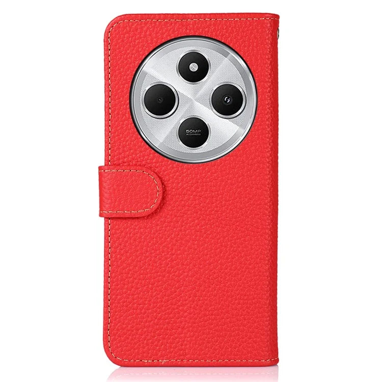 KHAZNEH For Xiaomi Redmi 14C 4G Phone Case Genuine Cow Leather Flip Cover