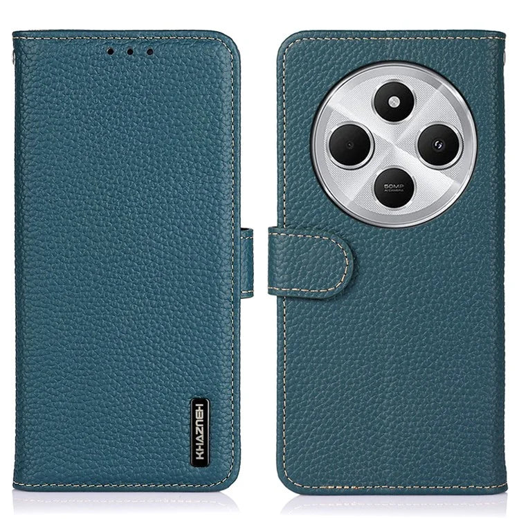 KHAZNEH For Xiaomi Redmi 14C 4G Phone Case Genuine Cow Leather Flip Cover