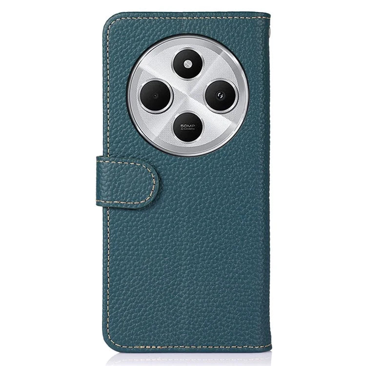 KHAZNEH For Xiaomi Redmi 14C 4G Phone Case Genuine Cow Leather Flip Cover