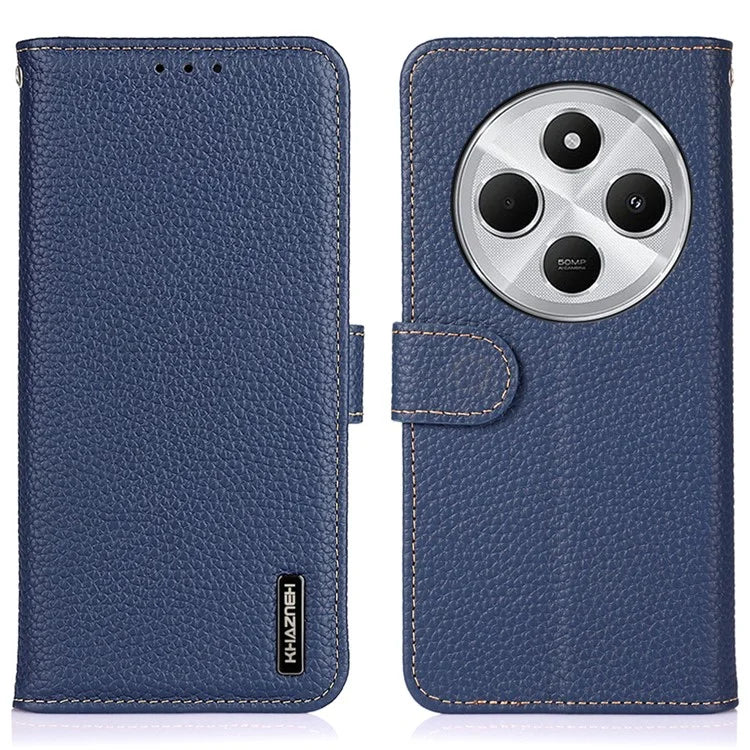 KHAZNEH For Xiaomi Redmi 14C 4G Phone Case Genuine Cow Leather Flip Cover