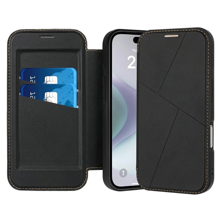 For iPhone 16 Pro Max Case Magnetic Closure Card Slot Leather Flip Phone Cover