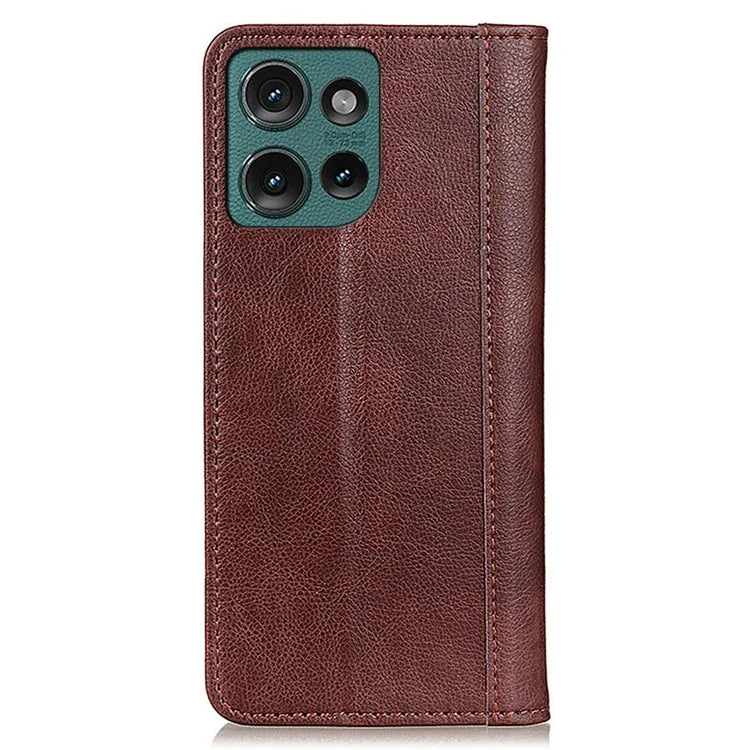 For Motorola Edge 50 5G Stand Case Split Leather Litchi Texture Wallet Phone Cover