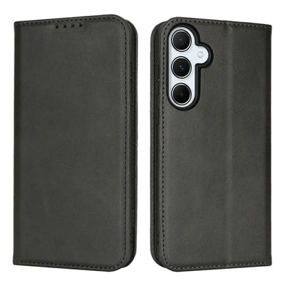For Samsung Galaxy S24 FE Case PU Leather Calf Textured Magnetic Closing Smart Phone Cover