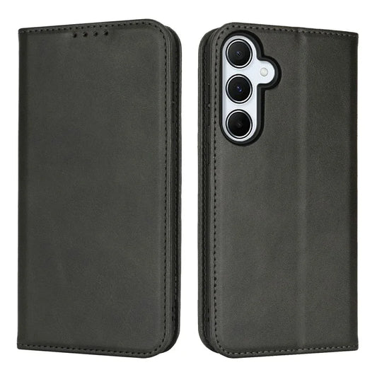 For Samsung Galaxy S24 FE Case PU Leather Calf Textured Magnetic Closing Smart Phone Cover