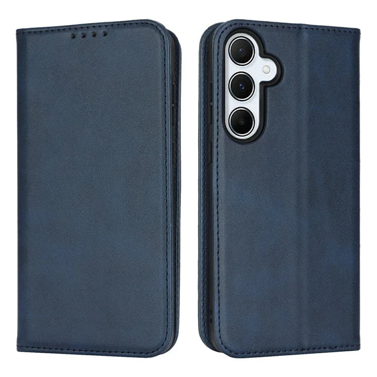 For Samsung Galaxy S24 FE Case PU Leather Calf Textured Magnetic Closing Smart Phone Cover