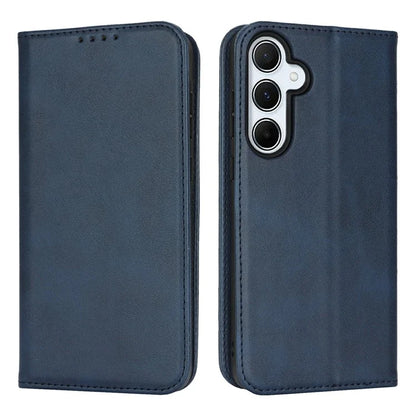 For Samsung Galaxy S24 FE Case PU Leather Calf Textured Magnetic Closing Smart Phone Cover