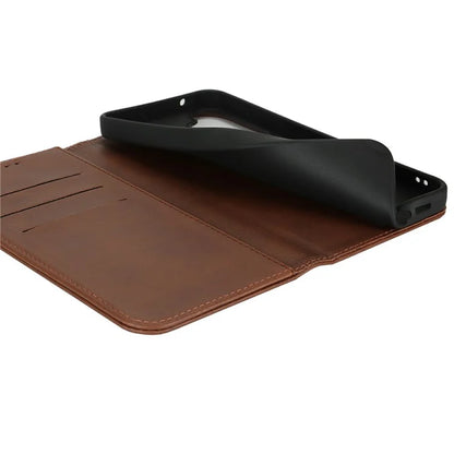 For Samsung Galaxy S24 FE Case PU Leather Calf Textured Magnetic Closing Smart Phone Cover