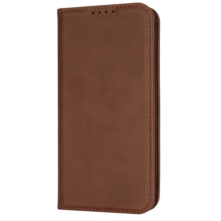 For Samsung Galaxy S24 FE Case PU Leather Calf Textured Magnetic Closing Smart Phone Cover