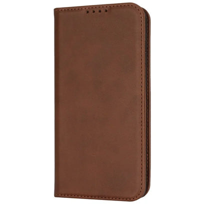 For Samsung Galaxy S24 FE Case PU Leather Calf Textured Magnetic Closing Smart Phone Cover