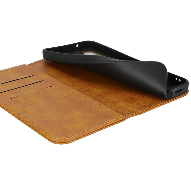 For Samsung Galaxy S24 FE Case PU Leather Calf Textured Magnetic Closing Smart Phone Cover
