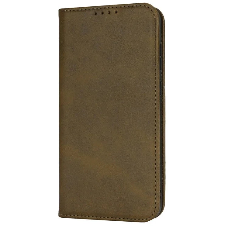 For Samsung Galaxy S24 FE Case PU Leather Calf Textured Magnetic Closing Smart Phone Cover
