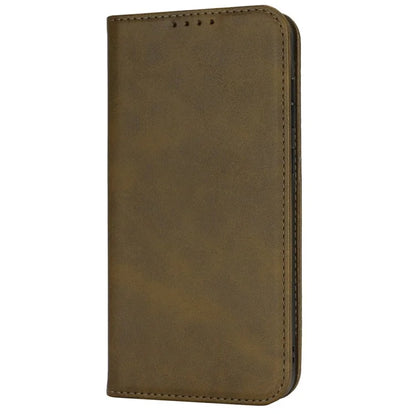 For Samsung Galaxy S24 FE Case PU Leather Calf Textured Magnetic Closing Smart Phone Cover