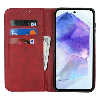 For Samsung Galaxy S24 FE Case PU Leather Calf Textured Magnetic Closing Smart Phone Cover