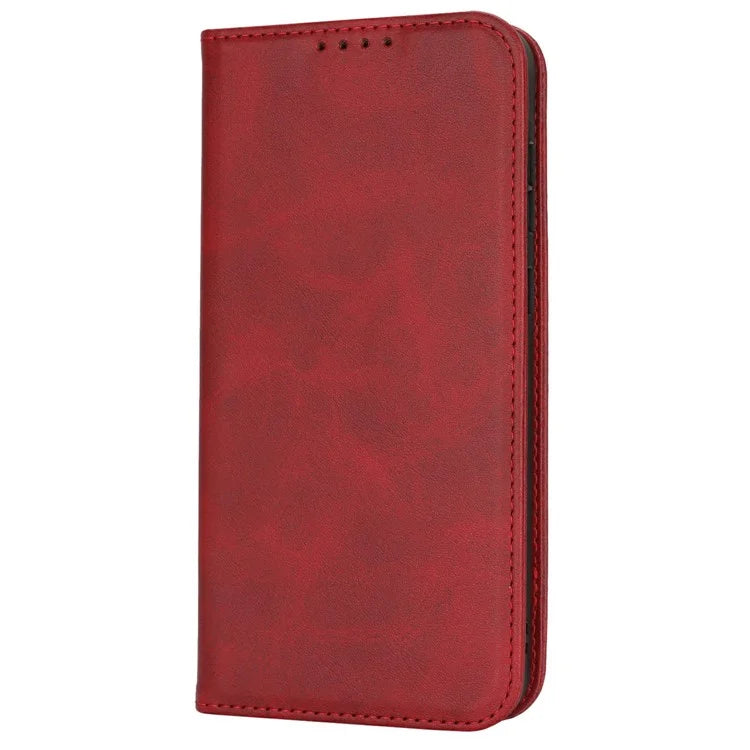 For Samsung Galaxy S24 FE Case PU Leather Calf Textured Magnetic Closing Smart Phone Cover