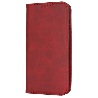 For Samsung Galaxy S24 FE Case PU Leather Calf Textured Magnetic Closing Smart Phone Cover