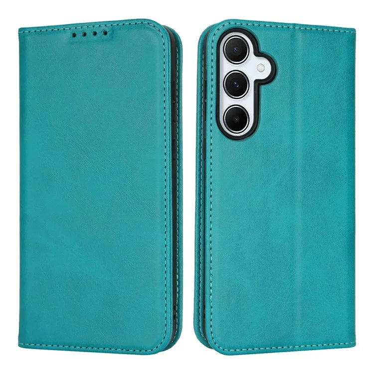For Samsung Galaxy S24 FE Case PU Leather Calf Textured Magnetic Closing Smart Phone Cover