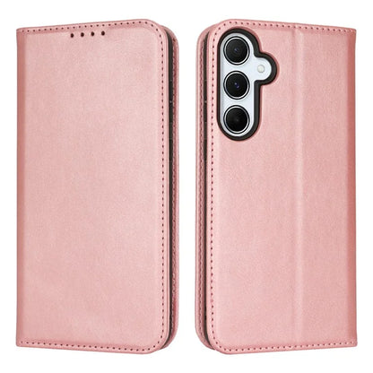 For Samsung Galaxy S24 FE Case PU Leather Calf Textured Magnetic Closing Smart Phone Cover