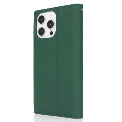 For iPhone 16 Pro Wallet Case Genuine Cow Leather Phone Cover Litchi Texture