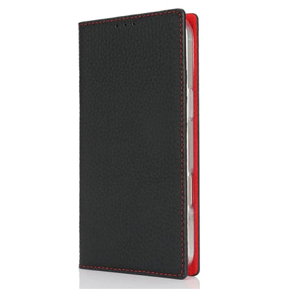 For iPhone 16 Wallet Case Genuine Cow Leather Phone Cover Litchi Texture
