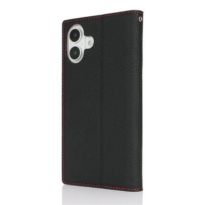 For iPhone 16 Wallet Case Genuine Cow Leather Phone Cover Litchi Texture