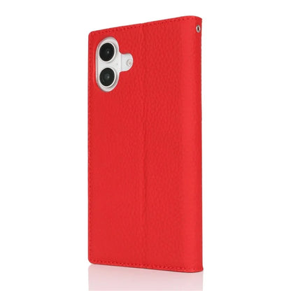For iPhone 16 Wallet Case Genuine Cow Leather Phone Cover Litchi Texture