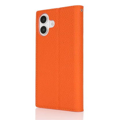 For iPhone 16 Wallet Case Genuine Cow Leather Phone Cover Litchi Texture