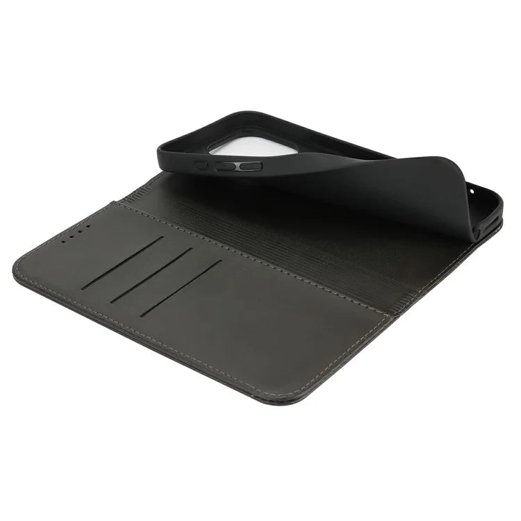 For iPhone 16 Pro Max Case PU Leather Calf Textured Magnetic Closing Smart Phone Cover