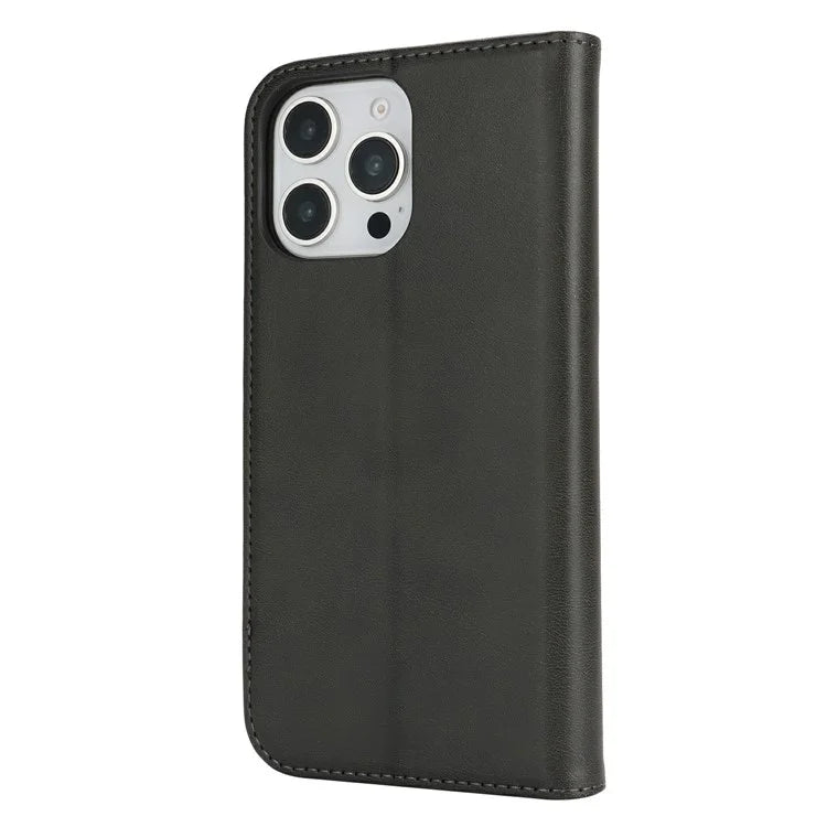 For iPhone 16 Pro Max Case PU Leather Calf Textured Magnetic Closing Smart Phone Cover