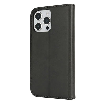 For iPhone 16 Pro Max Case PU Leather Calf Textured Magnetic Closing Smart Phone Cover