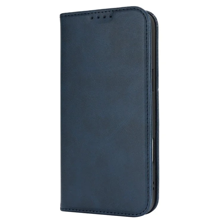 For iPhone 16 Pro Max Case PU Leather Calf Textured Magnetic Closing Smart Phone Cover